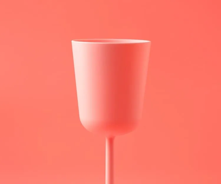 A pink glass sitting on a solid pink background